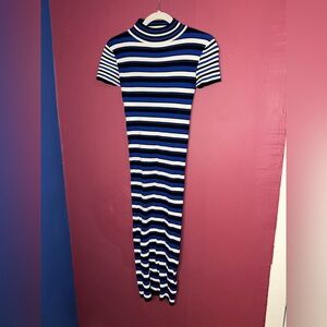 Zara knit Blue and white striped maxi dress